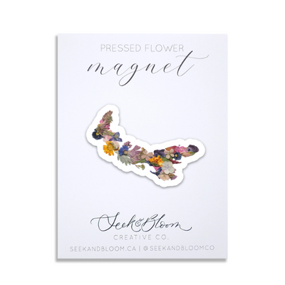 Prince Edward Island Map Design Pressed Flower Art Magnet