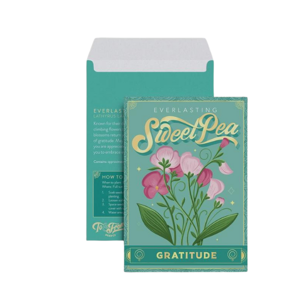 Floriography Seed Packet - Sweet Pea (Gratitude)