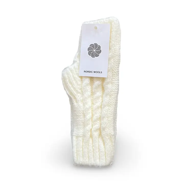 Cozy Fingerless Cream Gloves