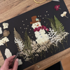 Snowman Scenery Pressed Art with Glass Frame