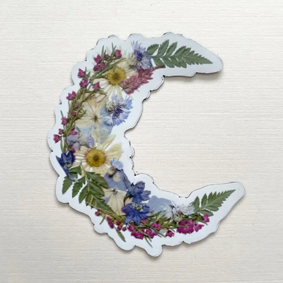 Moon -  Pressed Flower Art Magnet