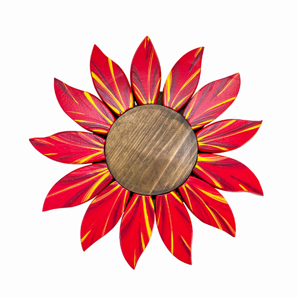 Red Petals Wooden Wall Flower