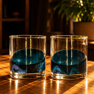 Resin Accented Whisky Glasses - Northern Lights