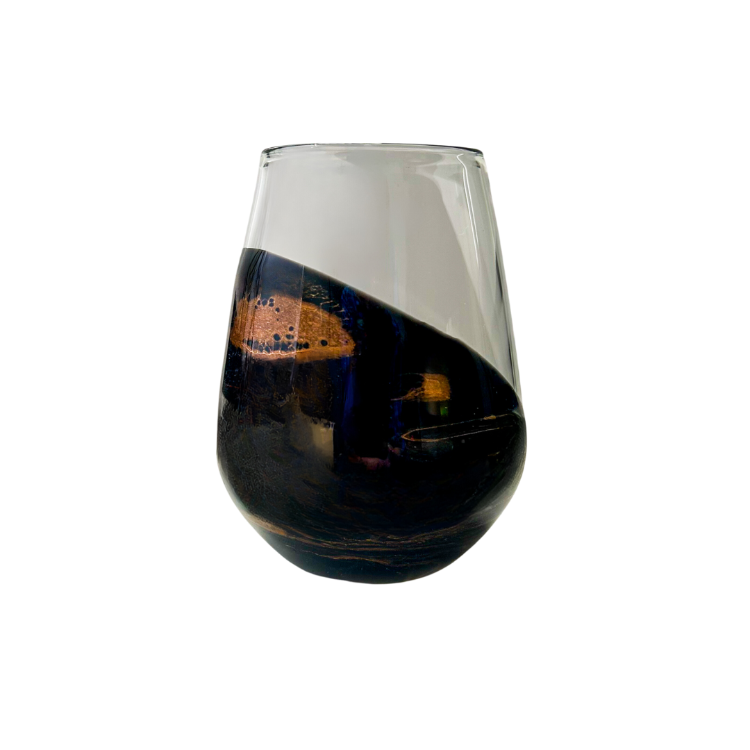 Resin Coated Stemless Wine Glasses - Black Ember