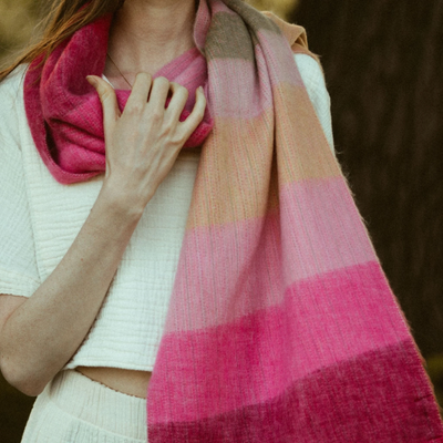Seamless Natural Alpaca Scarf - Bright Pinks