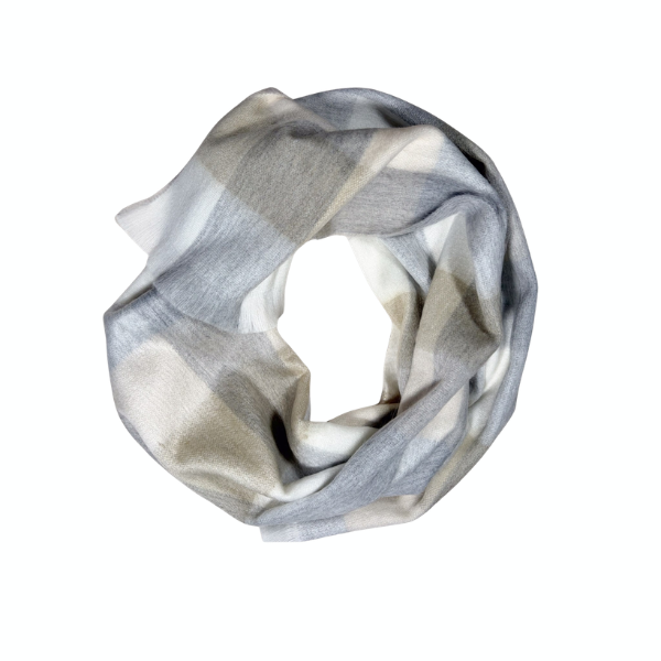 Seamless Natural Alpaca Scarf - Coastal Check