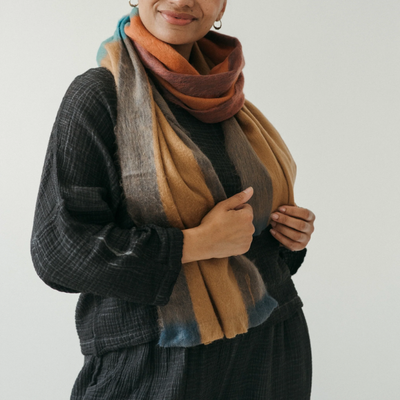 Seamless Natural Alpaca Scarf - Neutral Browns