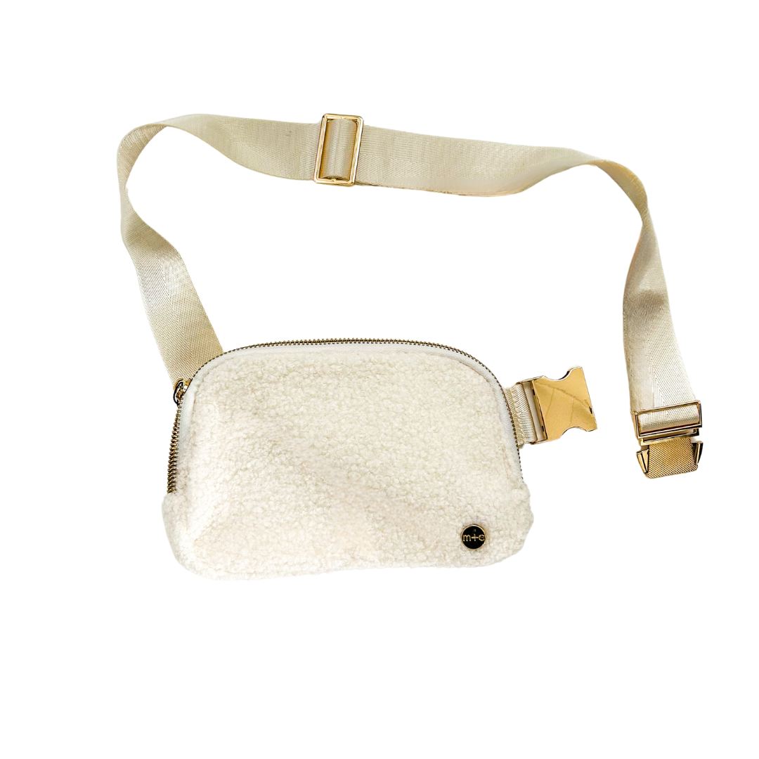 Sherpa Crossbody Bag - White Colour