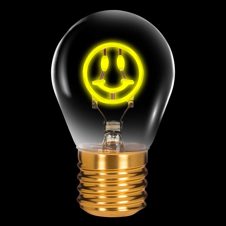 Smiley Face Neon LED Lightbulb