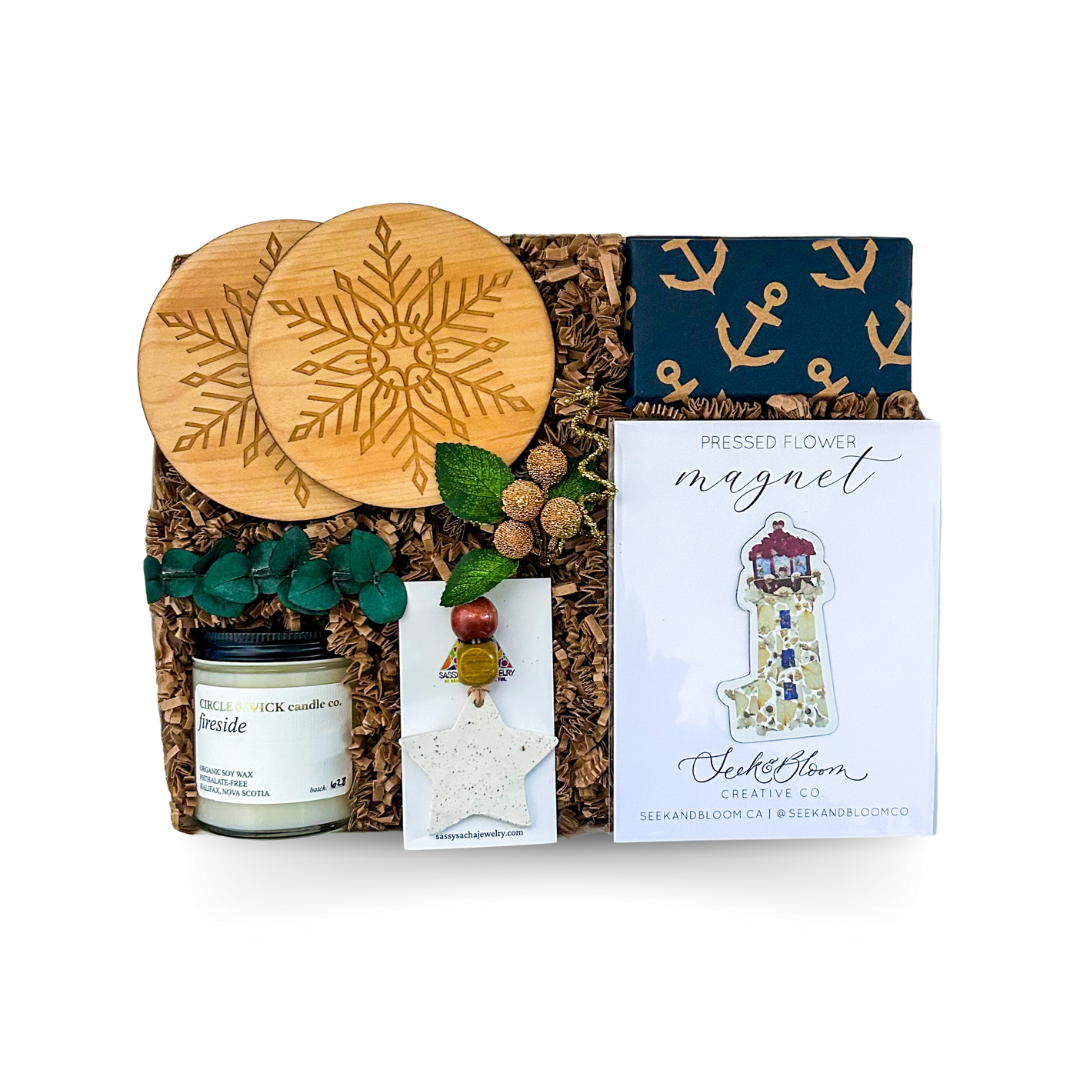 Starlit Shores Nova Scotia gift box with local artisan treats and coastal-inspired keepsakes — by Black Bow Gift Co.