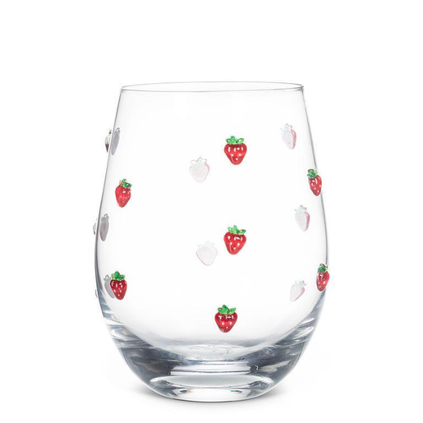 Stemless Wine Glass - Strawberries
