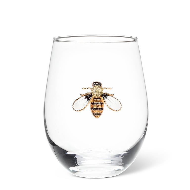 Stemless Wine Glass- Jewel Bee