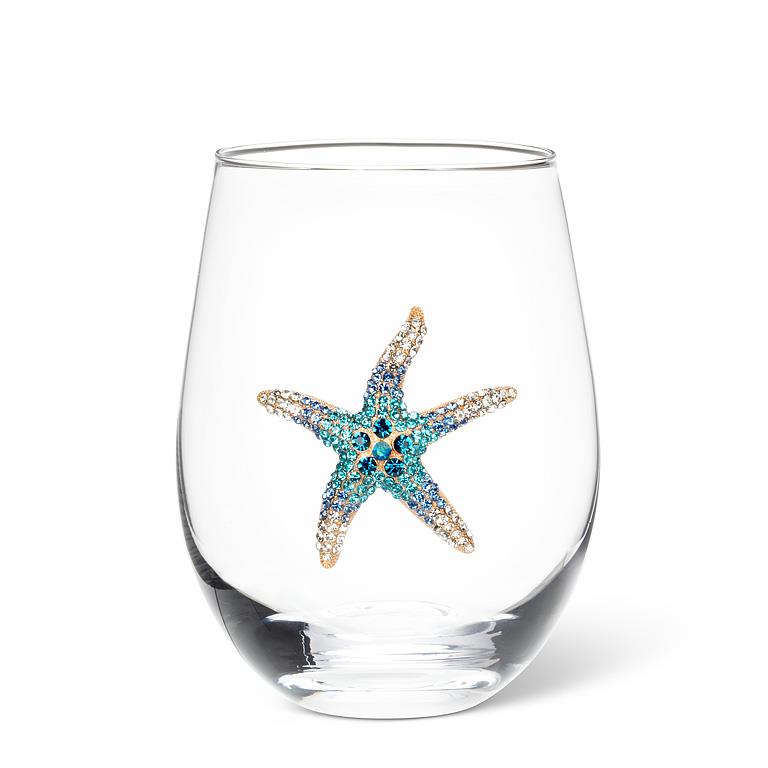 Stemless Wine Glass- Jewel Starfish