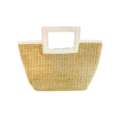 Straw Gift Bag with White Handles