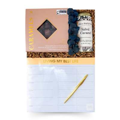 Encouraging desk-friendly gift box with sweet treats and coffee break essentials, designed to inspire and uplift