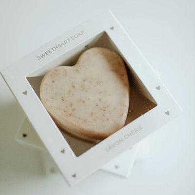 SOAK Bath Co Sweetheart heart-shaped soap bar in a gift-ready window box.