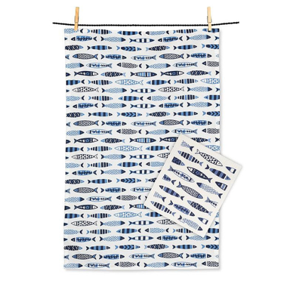 Swimming Fish Dishcloth & Towel Set