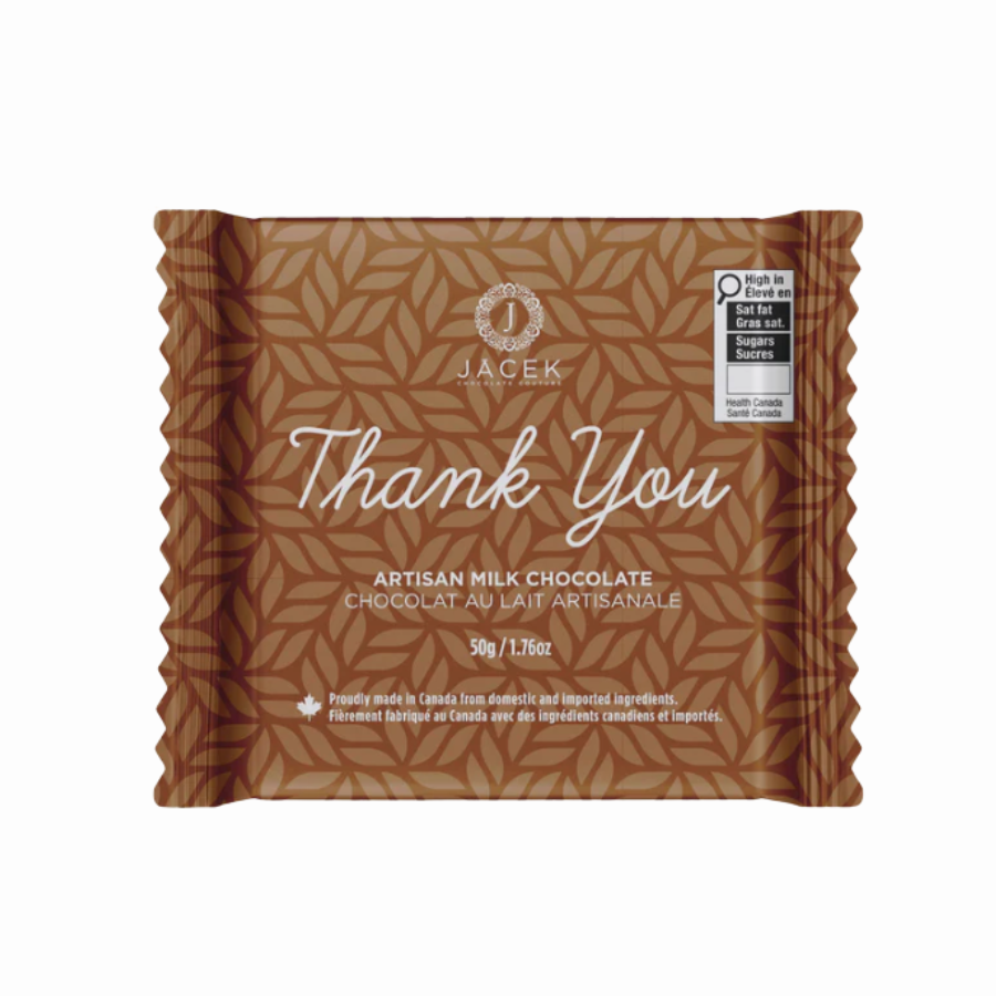 Thank You Small Square Bar - Milk Chocolate (Brown)