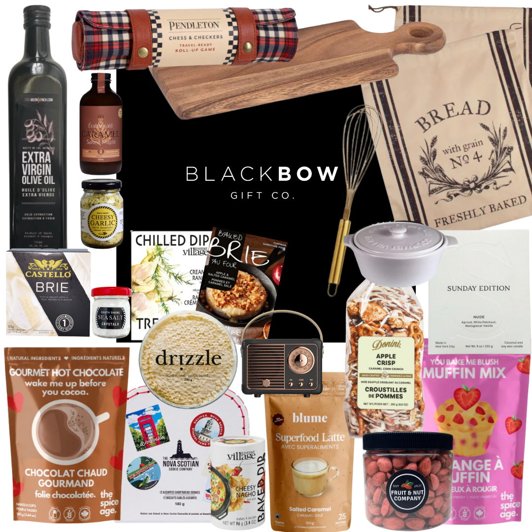 Large family gift box with gourmet treats, games, and home-focused accents.
