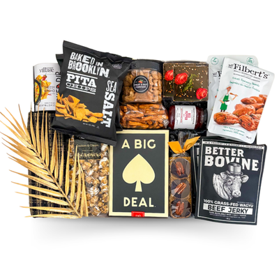 Extra-large luxury gift box featuring gourmet snacks, sweet treats and savoury favourites designed for sharing by Black Bow Gift Co.