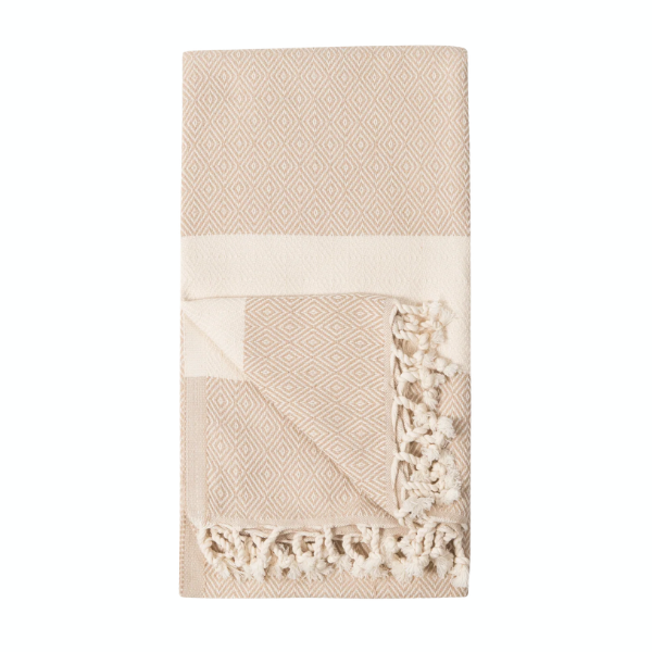 Turkish Towel - Beige Diamond Pattern