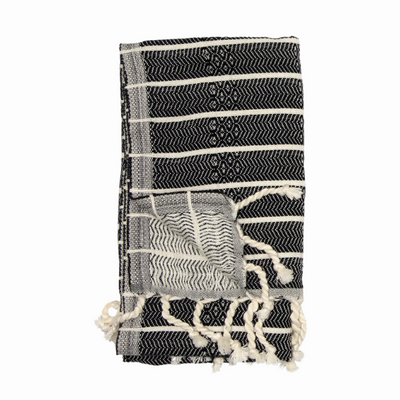 Turkish Cotton Hand Towel - Striped Monochrome