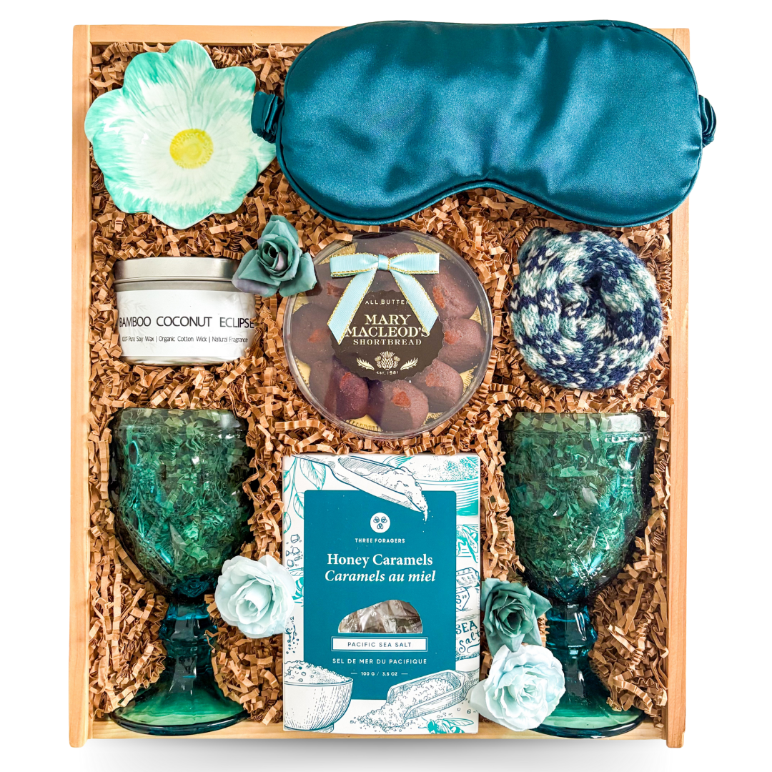 Relaxation Gift Sets, Shipped Gift Boxes Canada, Girls’ Weekend Gift Boxes, Self-Care Gifts For Her, Unique Gifts For Women, Shipped Personal Gifts, Cozy Gift Boxes, Gifts With Socks And Treats, Gifts With Candles And Goblets, Thoughtful Gifts For Friends, Birthday Gift Sets, Modern Spa Gift Boxes, Jewel Toned Gift Boxes, Tranquil Gift Ideas, Calm Gift Boxes For Her, Fleece Blanket Gift Sets, Girls’ Night Gift Sets, Gifts With Chocolate And Popcorn, Peaceful Gift Boxes, Pretty Self-Care Gifts