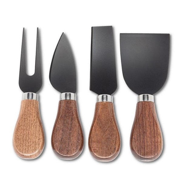 Walnut Handled Black Cheese Knives - Set of 4