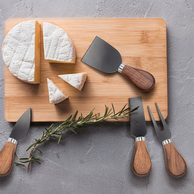 Walnut Handled Black Cheese Knives - Set of 4