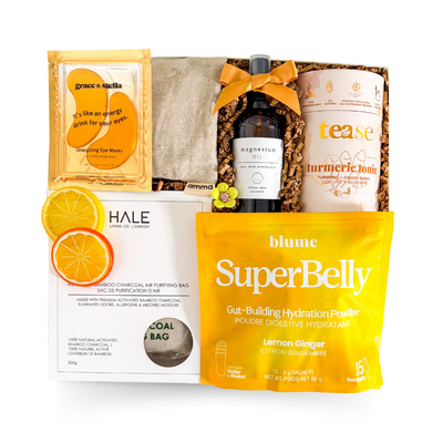 Wellness-themed gift box with calming, hydrating, and restorative accents.