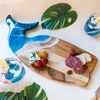 Whale Shaped Acacia Charcuterie Board with Ocean Waves