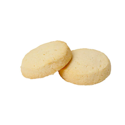 Two golden whipped butter shortbread cookies with a light, crumbly texture, perfect for adding a classic sweet treat to curated gift boxes and gourmet gift hampers.