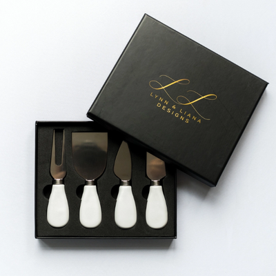 White Ceramic Cheese Knife Set