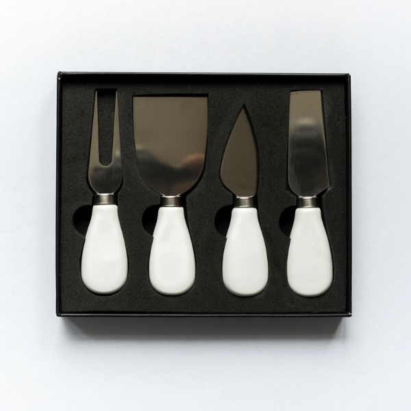 White Ceramic Cheese Knife Set