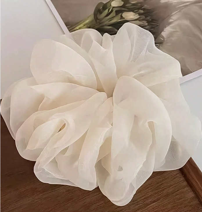 White Chiffon Scrunchie