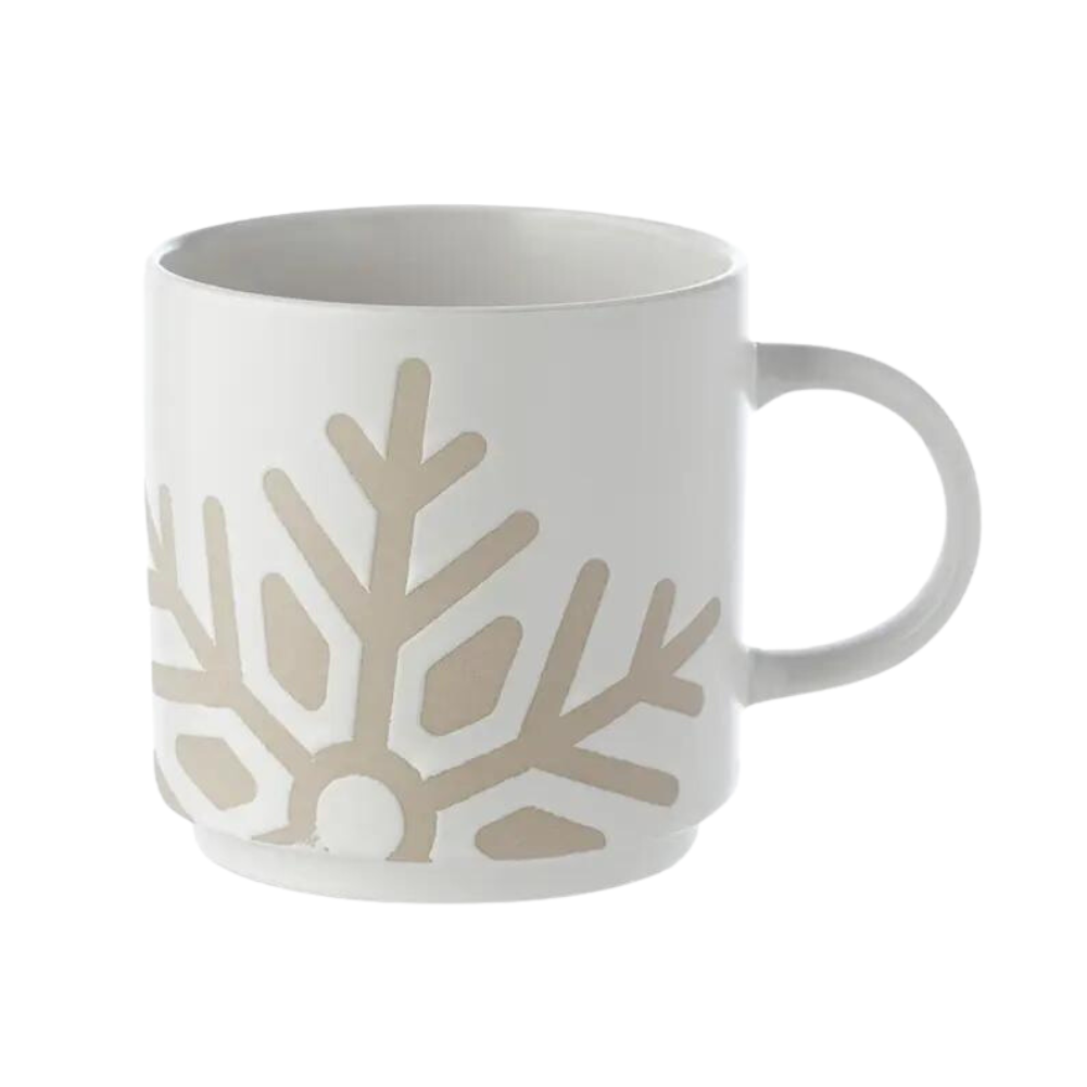 White Glaze Snowflake Mug