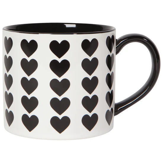 White Mug with Black Hearts