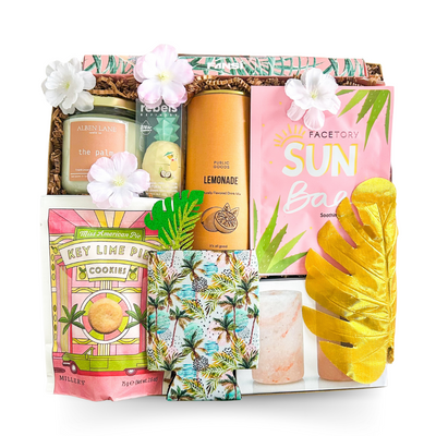 Tropical Gift Box, Mom Spa Gift, Mother’s Day Escape Gift, Relaxation Gift for Mom, Canadian Gift Box, Halifax Gift Delivery, Dartmouth Gift Delivery, Bedford Gift Delivery, Coastal Gift Basket, Lemonade Gift Box, Candle Gift for Mom, Self Care Gift Box, Luxury Spa Basket, White Lotus Gift Box, Mother's Day Retreat Gift, Beach-Inspired Gift