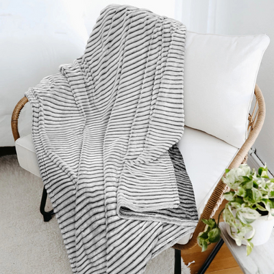 White Ribbed Fleece Blanket