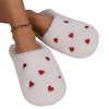 Fuzzy White Slippers with Red Hearts (S,M,L)