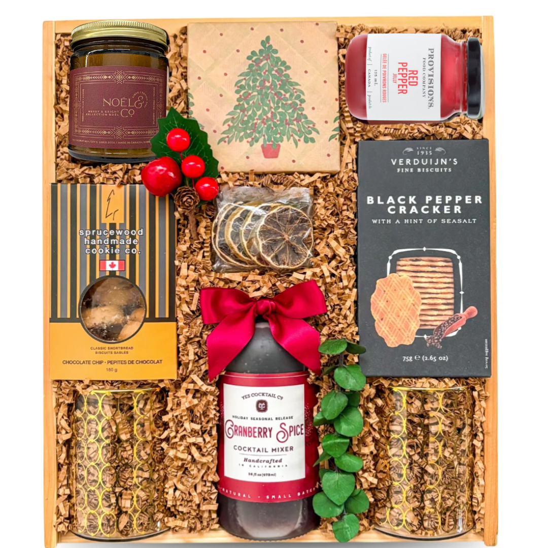 Winter gifts, Christmas gifts for family, Christmas Gift, Sweet Christmas gift, Gourmet Christmas Gift Baskets, Holiday Gift Baskets, Business Christmas Gifts, Luxury Holiday Gift Basket, Upscale Holiday Gift, Shipped Holiday Gifts, Festive Gift, Family Gift for Christmas, Calgary Christmas Gift, Alberta gifts delivered, NS gift delivered, Gifting made easy, Cozy gifts, Christmas treat delivered, Festive treats basket, Food Christmas gifts, Cocktail Gifts, Holiday Season Gift Box, Drink Mixer Gift, 