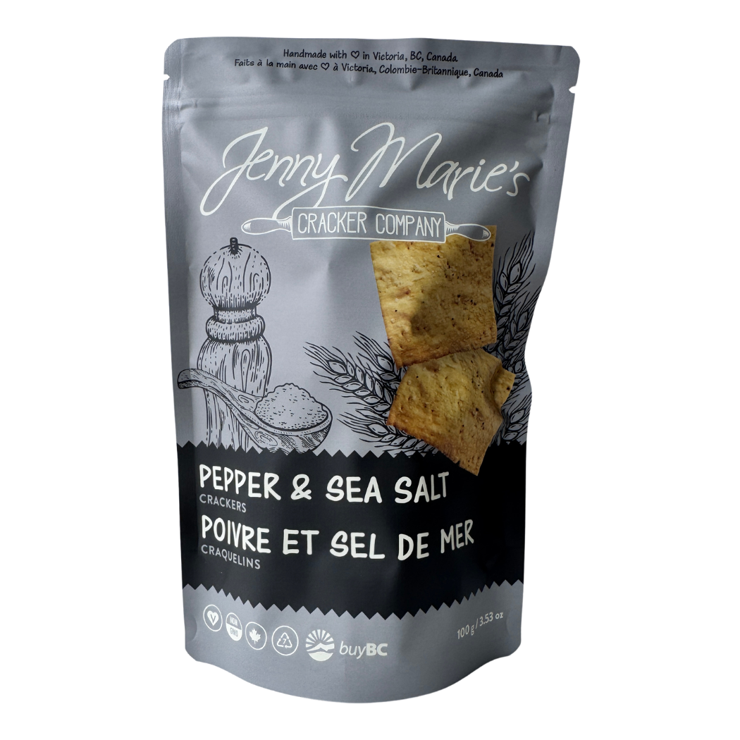 Pepper & Sea Salt Gourmet Crackers – Plant-Based, Artisan