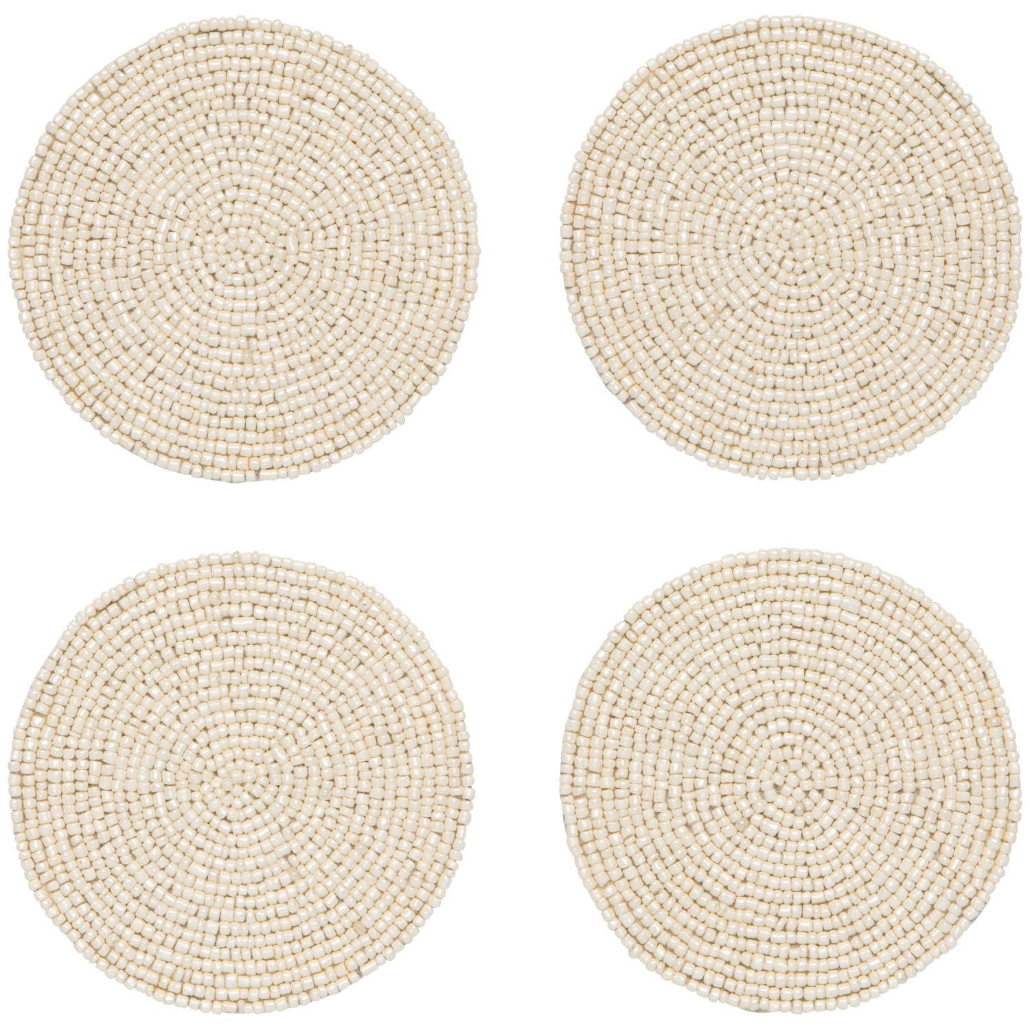 Ivory Beaded Coasters Set of 4