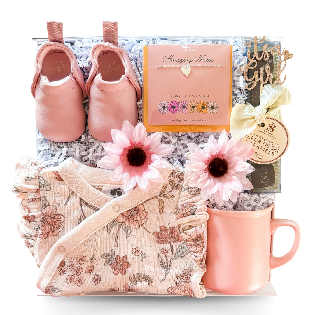 Baby Girl Gift Boxes, Shipped Gift Boxes Canada, Feminine Baby Gift Sets, Thoughtful Mom And Baby Gifts, Cozy Newborn Gift Sets, Baby Shower Present Ideas, Gift Sets With Tea And Keepsakes, Baby Clothing Gift Boxes, Sweet Baby Girl Sleepers, Heartfelt Newborn Gifts, Gift Boxes For New Moms, Sentimental Baby Girl Gifts, Shipped Baby Essentials, Relaxing Mom And Baby Gifts, Floral-Themed Gift Boxes, Neutral And Pink Baby Gifts, Gifts With Sterling Silver, Herbal Tea Gift Sets

