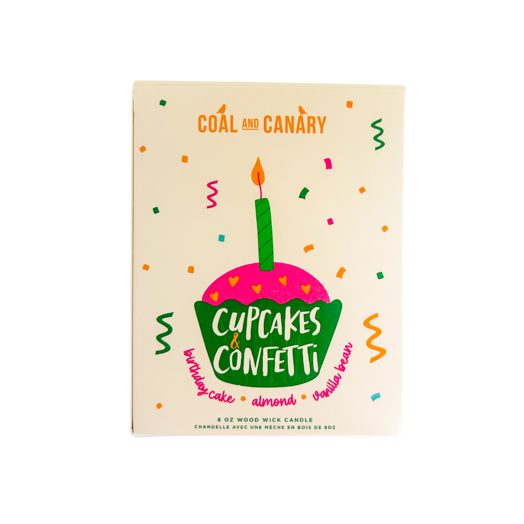 Cupcakes & Confetti Wood Wick Candle (Cupcake Art Packaging)