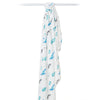 Bamboo Cotton Muslin Swaddle Blanket With Whales Pattern