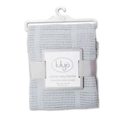 Grey Knitted Cotton Cellular Baby Blanket