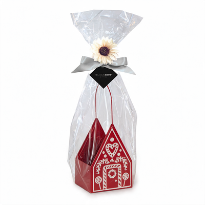 Red Metal House Shaped Basket