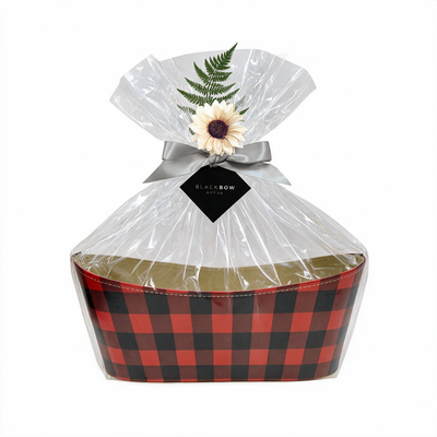 Red Buffalo Plaid Oval Basket