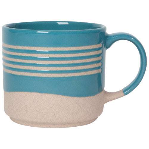 Blue Striped Stoneware Mug